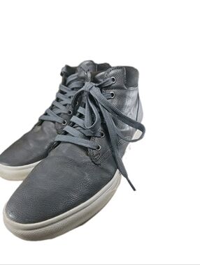 Perry Ellis Faux Leather Gray Santa Cruze Sneaker Men 10M Lace Shoe Sport Y2k[6C